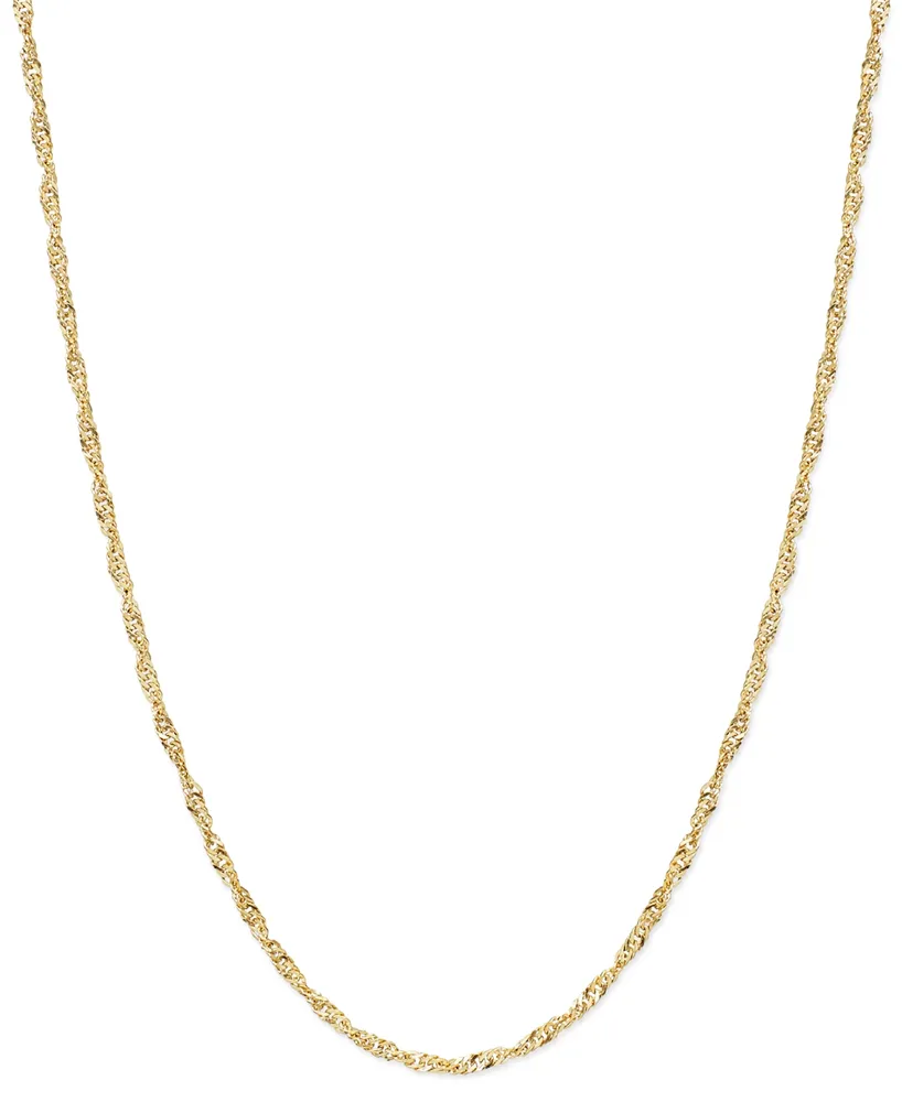 18" Singapore Chain Necklace (1-1/2mm) in 14k Gold