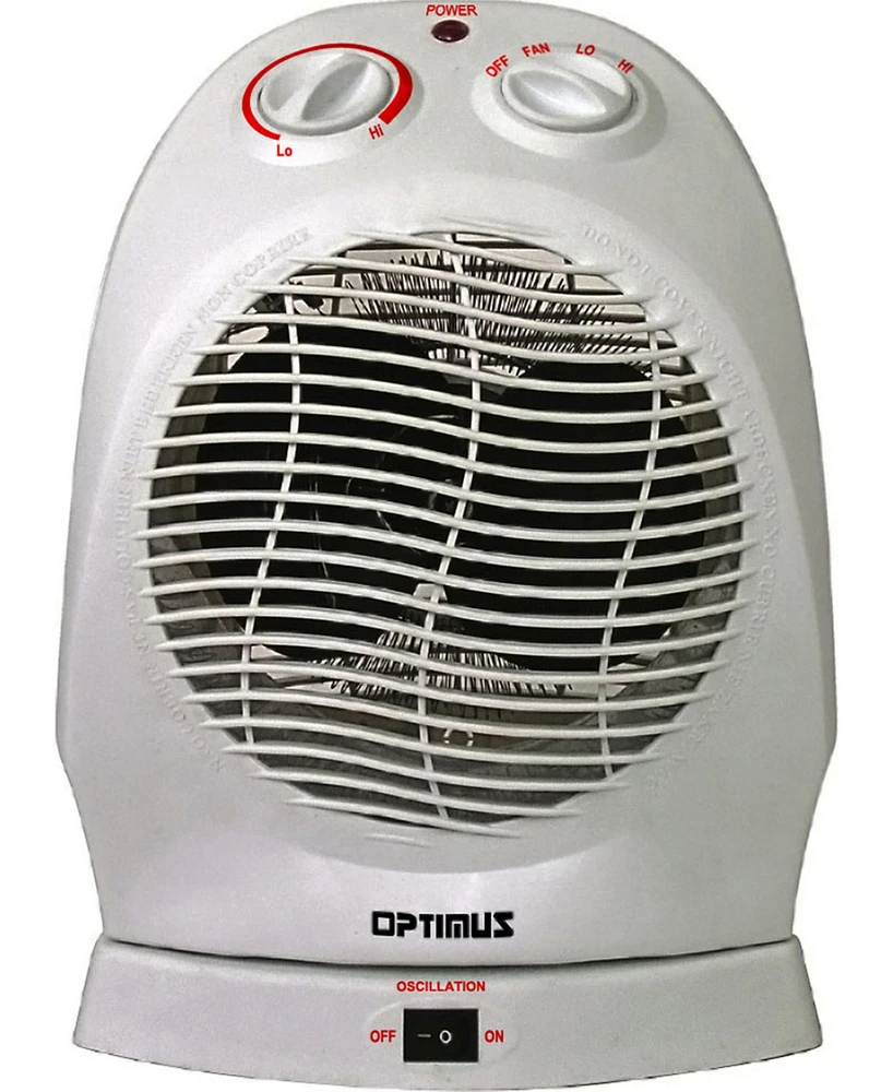 Optimus H-1382 Portable Oscillating Fan Heater with Thermostat