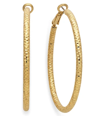 I.n.c. International Concepts Textured Medium Hoop Earrings, 2", Created for Macy's