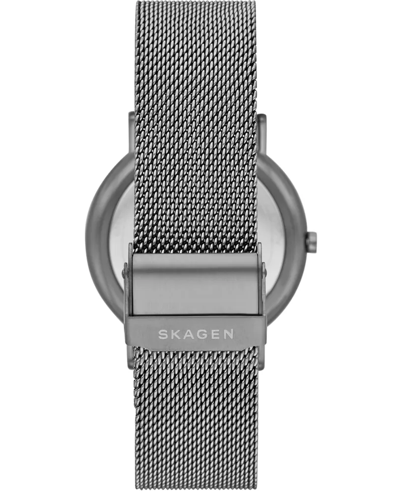 Skagen Men's Signatur Gunmetal Stainless Steel Mesh Bracelet Watch 40mm