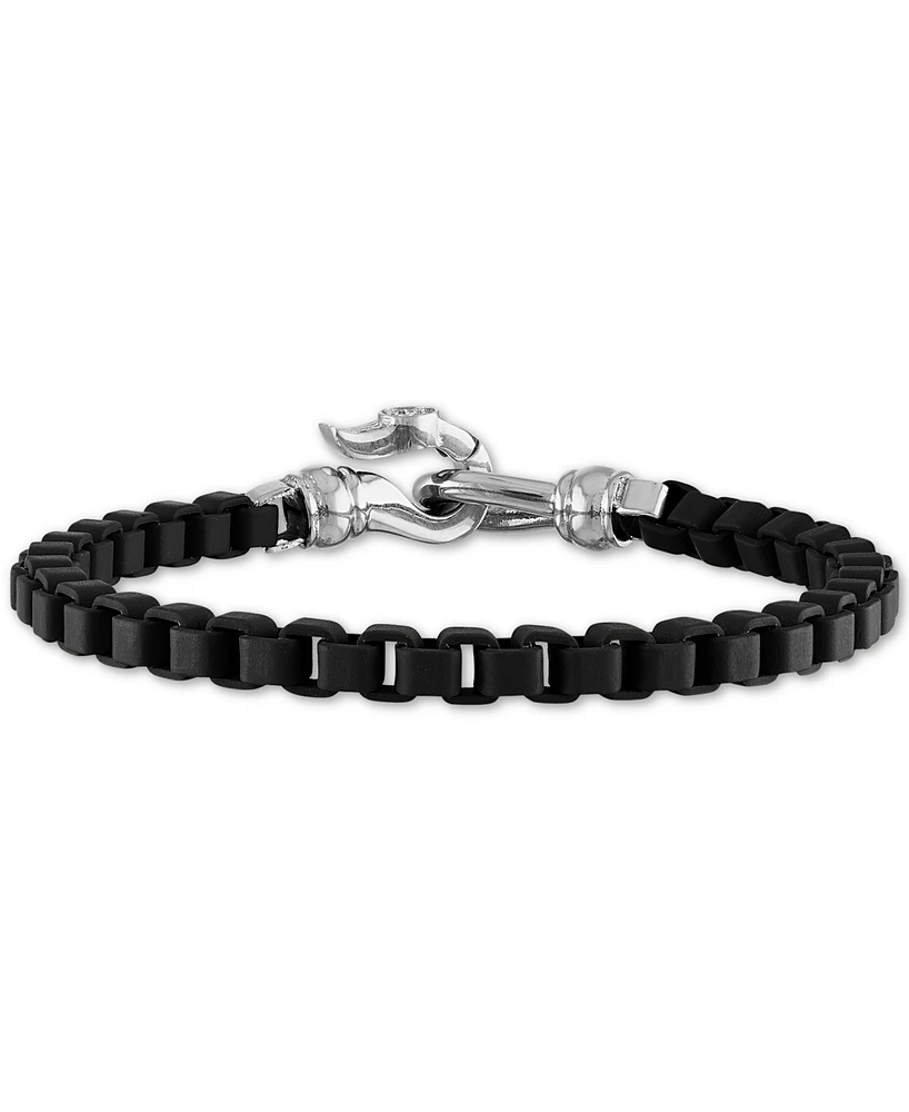 Esquire Men's Jewelry Box Link Chain Bracelet in Black Enamel & Stainless Steel (Also in Red & Blue Enamel), Created for Macy's