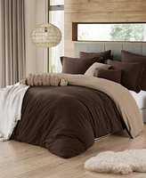 Ultra Soft Reversible Crinkle Duvet Cover Set - Full/Queen