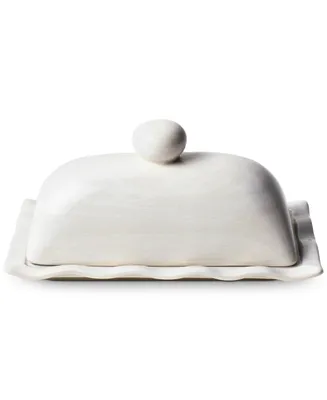 Coton Colors by Laura Johnson Signature White Ruffle Domed Butter Dish