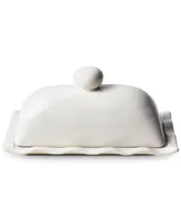 Coton Colors by Laura Johnson Signature White Ruffle Domed Butter Dish