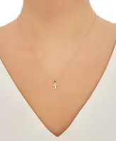 Cubic Zirconia Cross 18" Pendant Necklace in 14k Gold