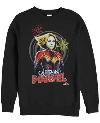 Marvel Men's Captain Hand Drawn Portrait, Crewneck Fleece