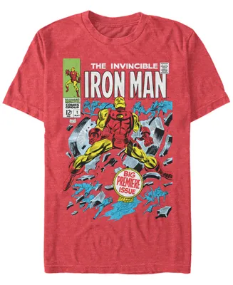 Marvel Men's Iron Man Invincible Premier Issue Comic Book Cover, Short Sleeve T-shirt