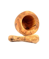 BeldiNest Olive Wood Flat Edge Pestle and Mortar