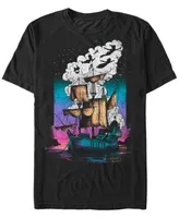 Disney Men's Peter Pan Pirate Ship Flight Neon, Short Sleeve T-Shirt