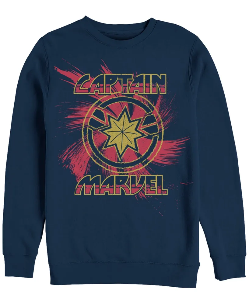 Marvel Men's Captain Swirl Chest Logo, Crewneck Fleece