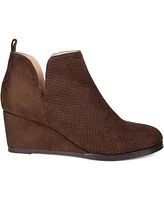 Journee Collection Women's Mylee Perforated Wedge Ankle Booties