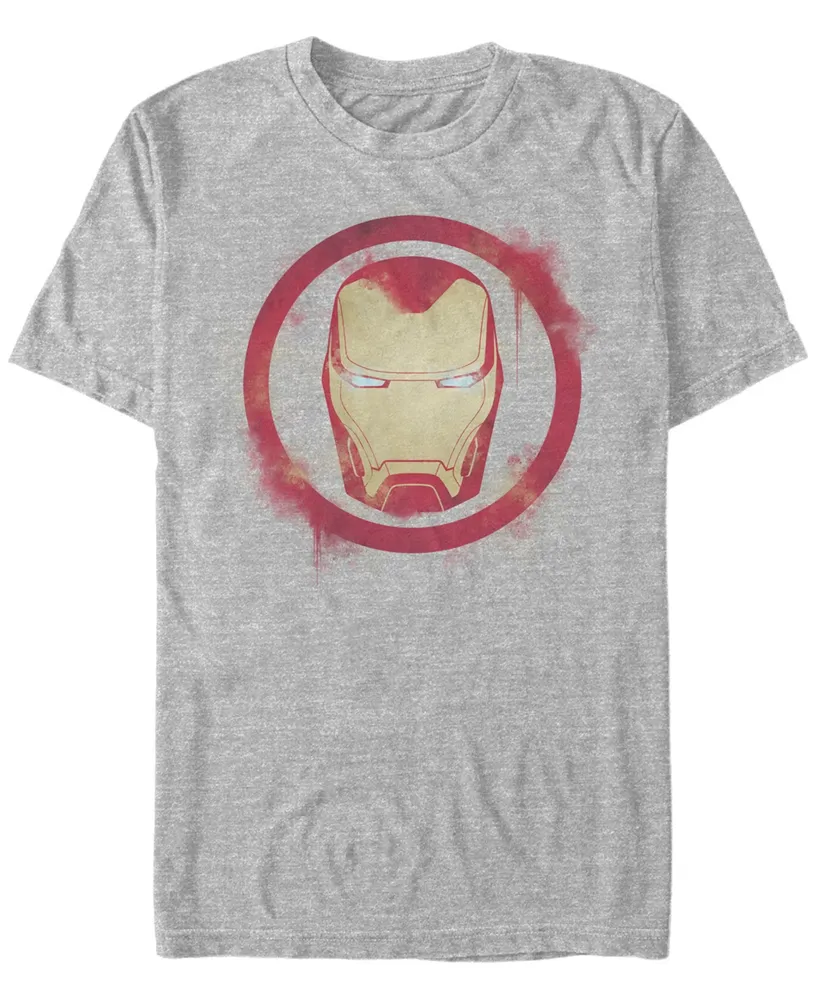 Marvel Men's Avengers Endgame Iron Man Spray Paint Big Face Logo, Short Sleeve T-shirt