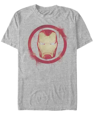 Marvel Men's Avengers Endgame Iron Man Spray Paint Big Face Logo, Short Sleeve T-shirt