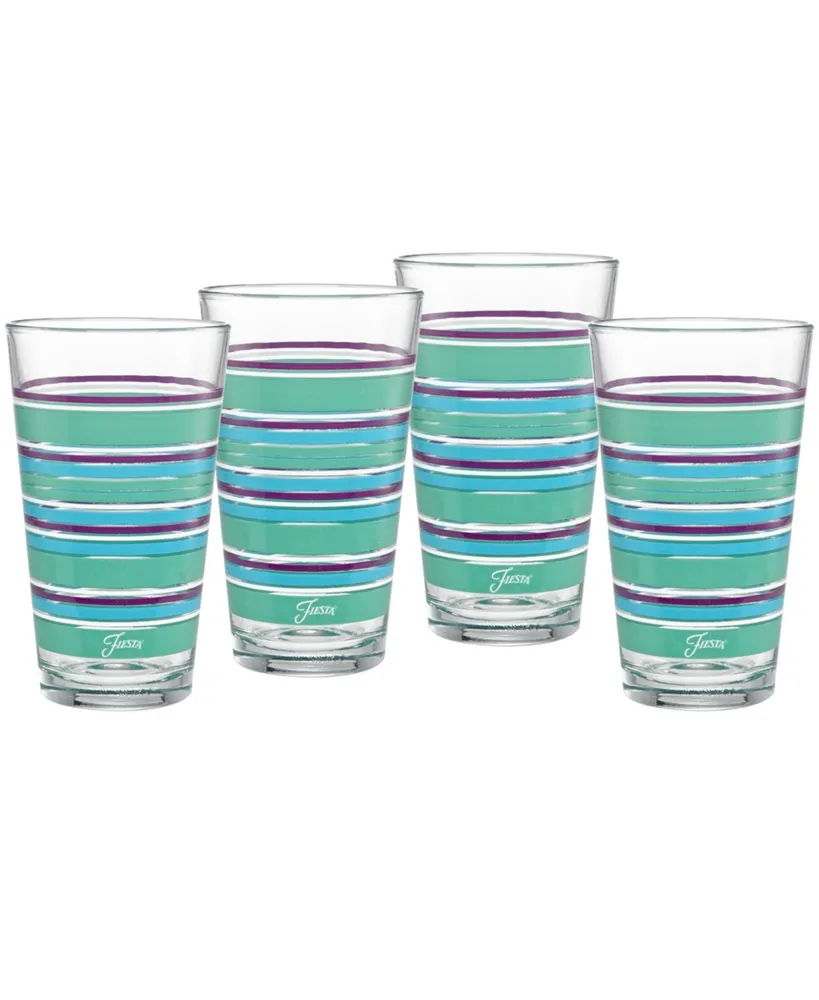 Fiesta Farmhouse Chic Stripes 16-Ounce Tapered Cooler Glass Set of 4