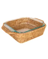 Artifacts Rattan Square Baker Basket with Pyrex