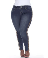 White Mark Plus Super Stretch Denim with Cheetah Pannel
