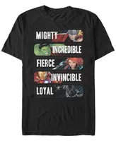 Marvel Men's Avengers Adjectives Mighty Incredible Fierce Invincible Loyal, Short Sleeve T-Shirt