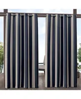 Exclusive Home Canopy Stripe Indoor Outdoor Grommet Top Curtain Panel Pair