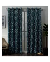 Exclusive Home Belmont Embroidered Woven Blackout Grommet Top Curtain Panel Pair