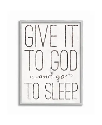 Stupell Industries Give It to God and Go to Sleep Black and White Wood Look Sign, 11" L x 14" H