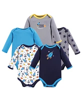 Luvable Friends Baby Boy Cotton Long-Sleeve Bodysuits 5pk, Rocket, 18-24 Months