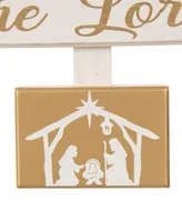 Glitzhome Wooden Nativity Table Tree Decor