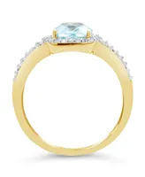 Lab Grown Spinel Aquamarine (1-5/8 ct. t.w.) and Lab Grown White Sapphire (1/4 ct. t.w.) Ring in 10k Yellow Gold