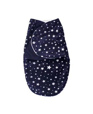 Hudson Baby Baby Boys Hudson Plush Swaddle Wrap, Navy Star, 0-3 Months