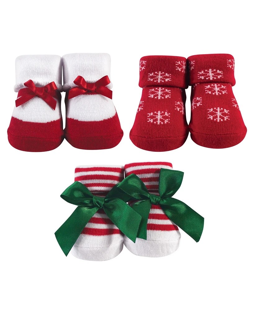 Hudson Baby Infant Girl Socks Boxed Giftset, Christmas Snowflake, One Size