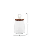 Bloomingville Small Clear Glass Jar with Mango Wood & Marble Lid
