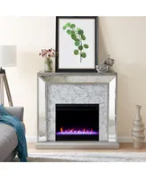 Southern Enterprises Audrey Faux Stone Mirrored Color Changing Electric Fireplace