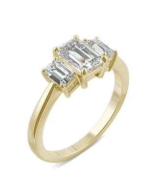 Moissanite Emerald Cut Three Stone Ring 1-1/2 ct. t.w. Diamond Equivalent 14k White or Yellow Gold