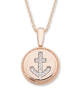 Diamond (1/20 ct. t.w.) Anchor Pendant in 14k Yellow or Rose Gold