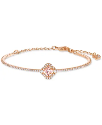Swarovski Rose Gold-Tone Crystal Clover Bangle Bracelet