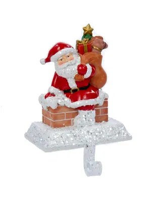 Kurt Adler 6.5-Inch Resin Santa with Gift Box Stocking Holder