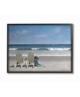 Stupell Industries Two White Adirondack Chairs on The Beach Framed Texturized Art, 16" L x 20" H