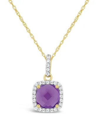 Amethyst (1-1/3 ct. t.w.) and Lab Grown White Sapphire (1/6 ct. t.w.) Pendant Necklace in 10k Yellow Gold