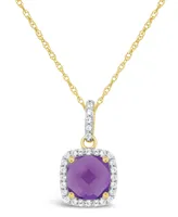 Amethyst (1-1/3 ct. t.w.) and Lab Grown White Sapphire (1/6 ct. t.w.) Pendant Necklace in 10k Yellow Gold