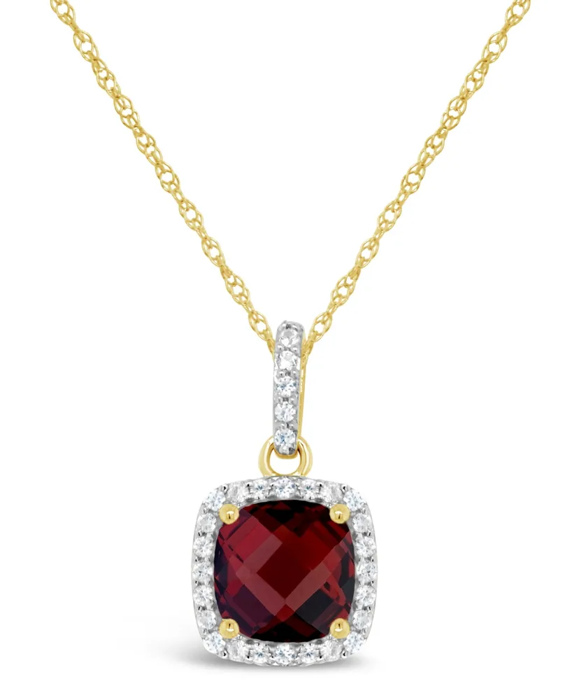 Garnet Peridot (2 ct. t.w.) and Lab Grown White Sapphire (1/6 ct. t.w.) Pendant Necklace in 10k Yellow Gold. Also Available in Peridot)