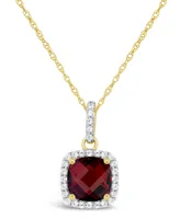 Garnet Peridot (2 ct. t.w.) and Lab Grown White Sapphire (1/6 ct. t.w.) Pendant Necklace in 10k Yellow Gold. Also Available in Peridot)