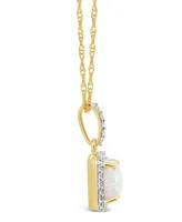 Created Opal (3/4 ct. t.w.) and Created White Sapphire (1/6 ct. t.w.) Pendant Necklace in 10k Yellow Gold