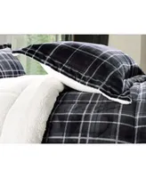 Elegant Comfort Plaid Micromink Sherpa Reversible Down Alternative Microsuede Comforter Sets