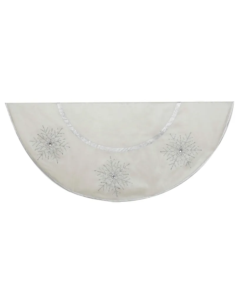 Kurt Adler 54-Inch Ivory Tree skirt with Crystal Lace Snowflakes