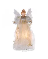 Kurt Adler 14-Inch Fiber Optic Ivory and Gold Animated Led Angel Treetop