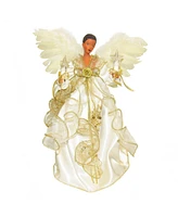 Kurt Adler 10-Light 12-Inch Ivory and Gold Black Angel Treetop