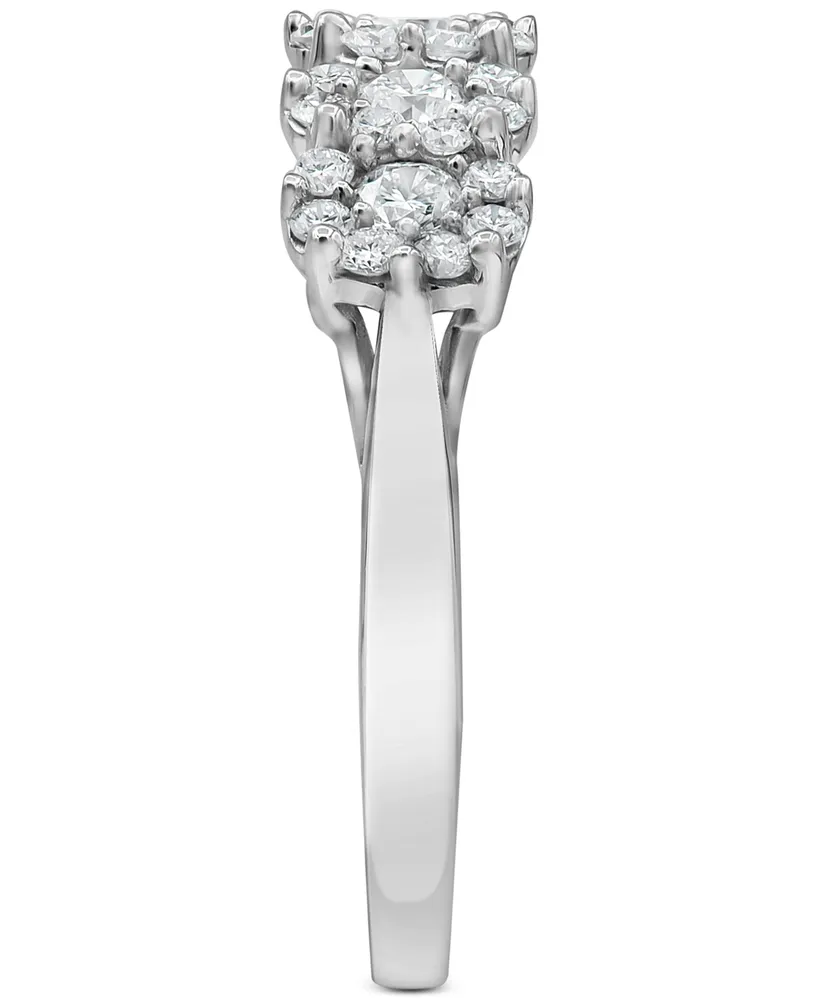 Forever Grown Diamonds Lab-Created Diamond Horizontal Cluster Statement Ring (1 ct. t.w.) in Sterling Silver