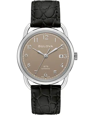 Limited Edition Bulova Men's Swiss Automatic Joseph Bulova Black Leather Strap Watch 38.5mm
