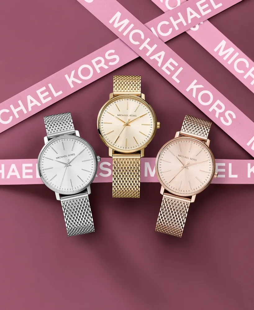 Michael Kors Women's Pyper Rose Gold-Tone Stainless Steel Mesh Bracelet Watch 38mm