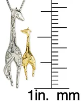 Diamond Giraffe Mother & Child 18" Pendant Necklace (1/10 ct. t.w.) in Sterling Silver & 10k Gold