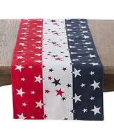 Saro Lifestyle Red White Blue 4Th Of July Cotton Table Runner